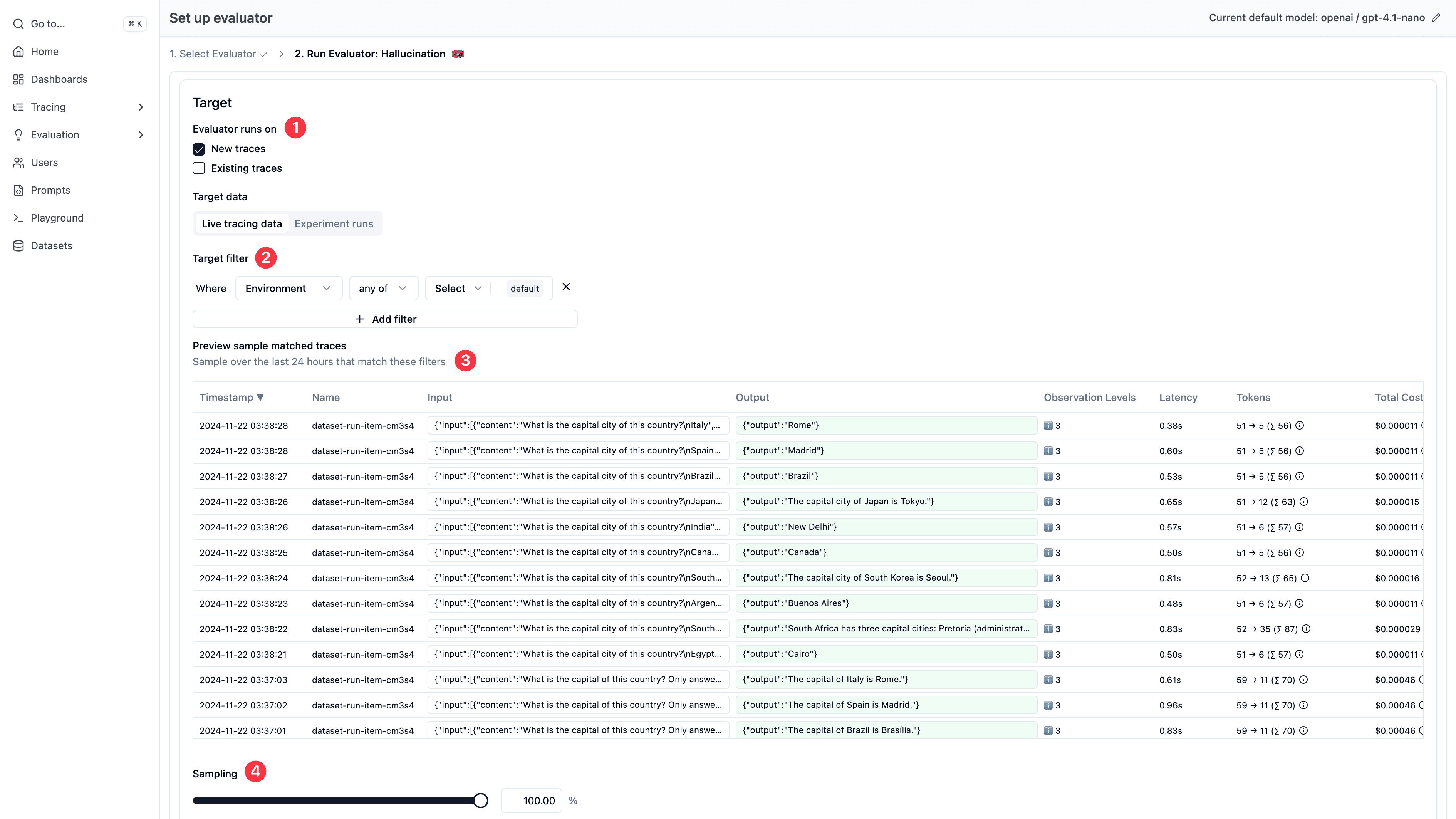 Production tracing data